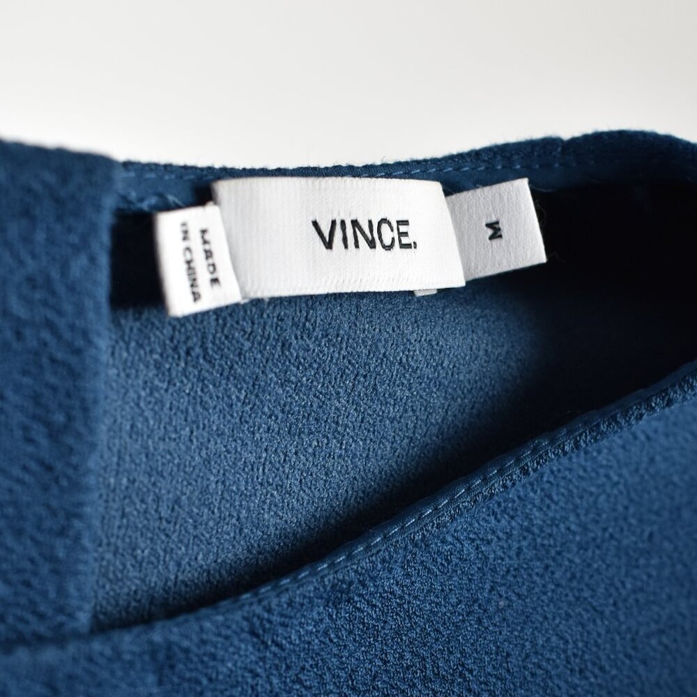 Vince 3/4 Sleeve Boucle Sheath Dress Teal Blue - M - Picture 9 of 9